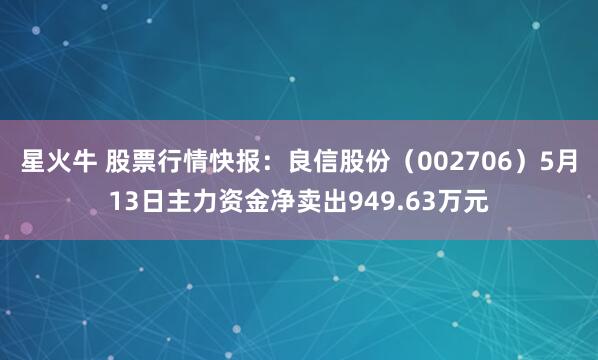 星火牛 股票行情快报：良信股份（002706）5月13日主力资金净卖出949.63万元